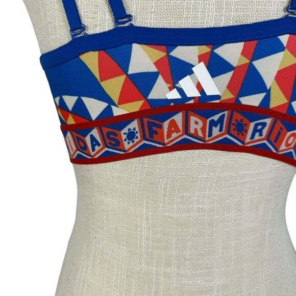 Adidas X Farm Rio PsychedelicWave Blue & Red Strappy Medium Support Sports Bra - Picture 8 of 12